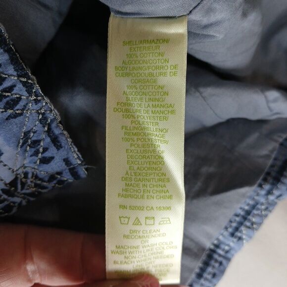 Sigrid Olsen Quilted Jacket Womens Large Blue Button Closure 100% Cotton Granny - Picture 4 of 7